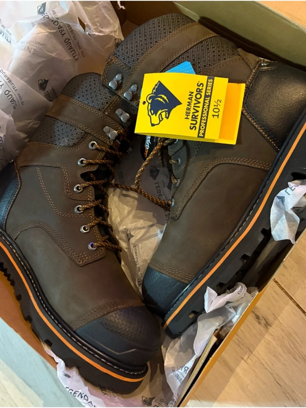 Herman Survivors Men's Olive Brown Work Boots - Rugged Lace-Up Comfort